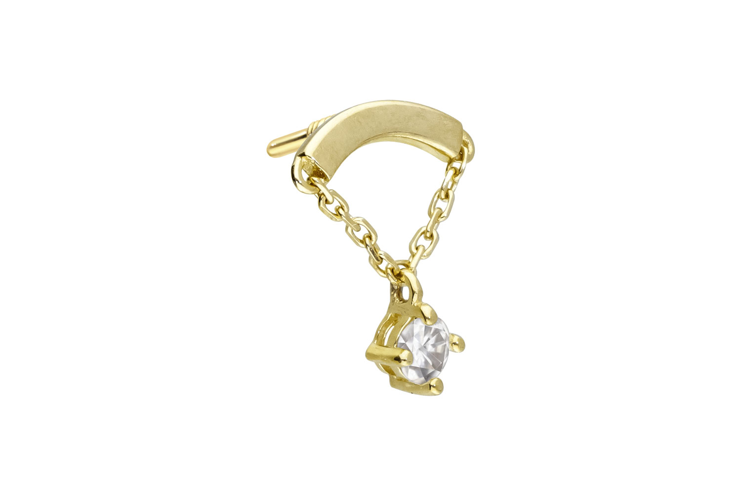 14 Karat Gold Schraubaufsatz mit Außengewinde MOISSANIT + BOGEN + KETTE von Piercingline